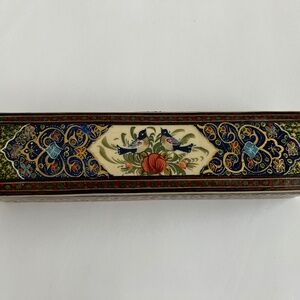Persian Khatam Marquetry Wood Trinket Box Blue Birds